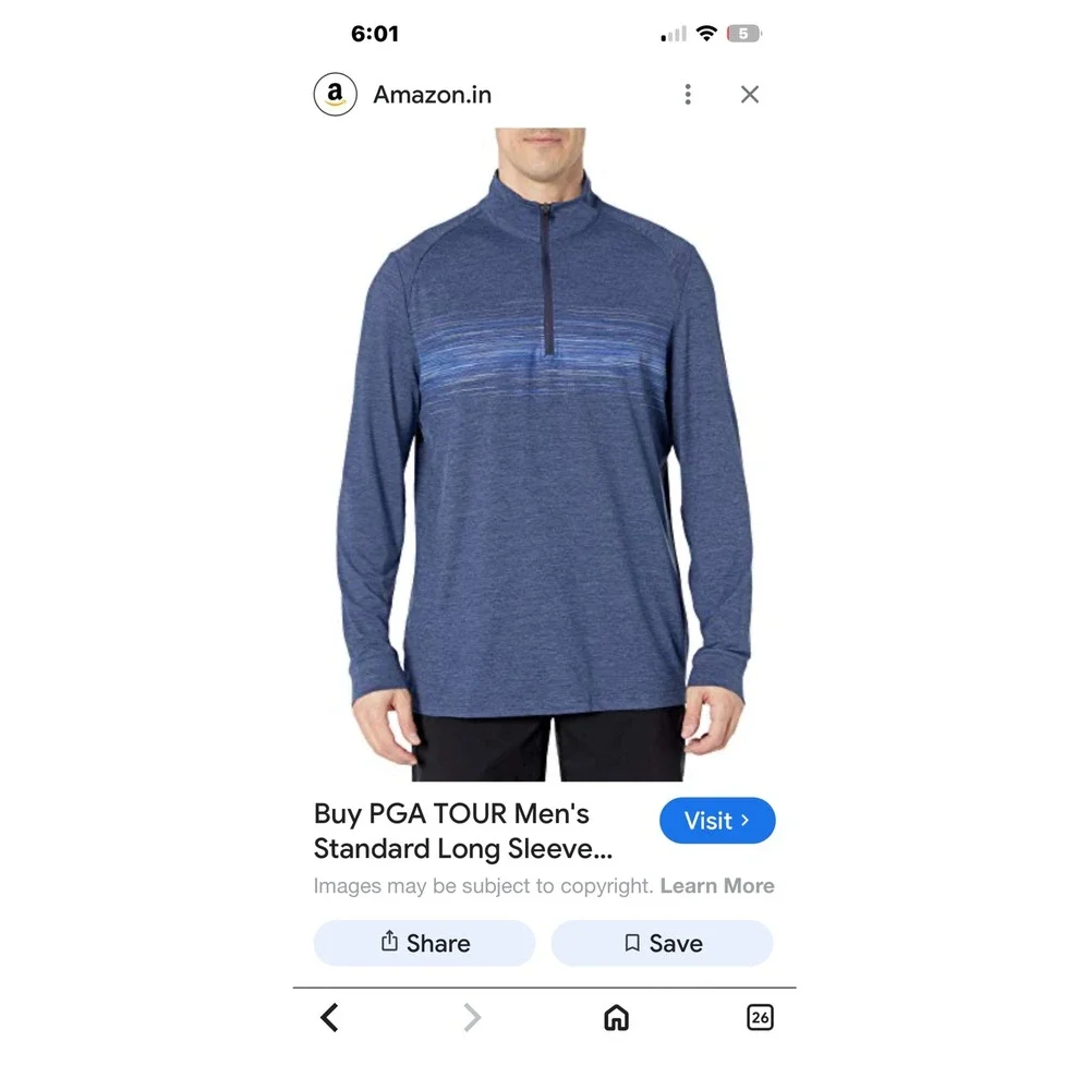 Pro Tour Men's‎ Performance Quarter Zip Long Sleeve Golf Shirt Blue XL Heathered